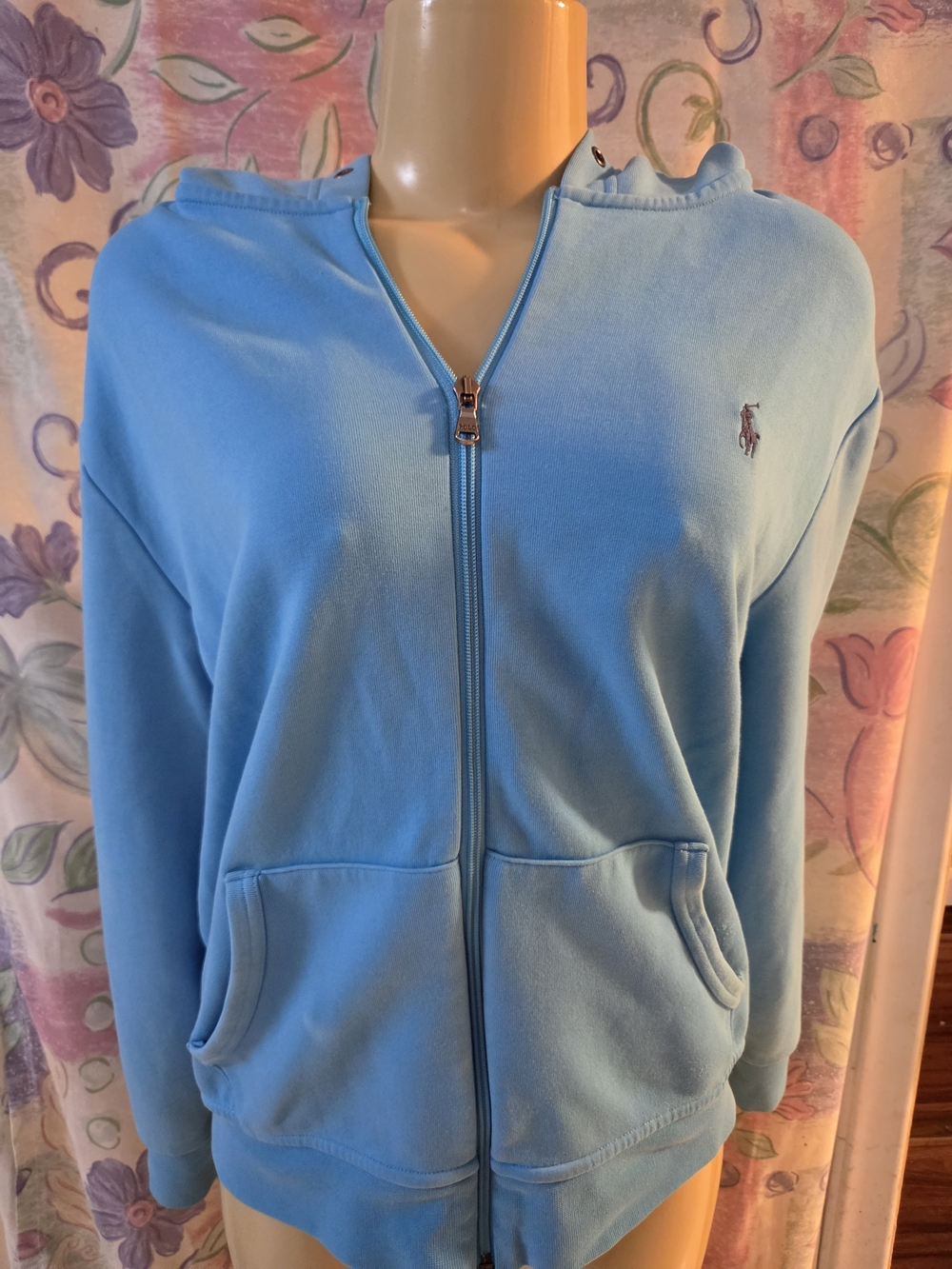 Polo by Ralph Lauren Women's Light Blue Zip Hoodie